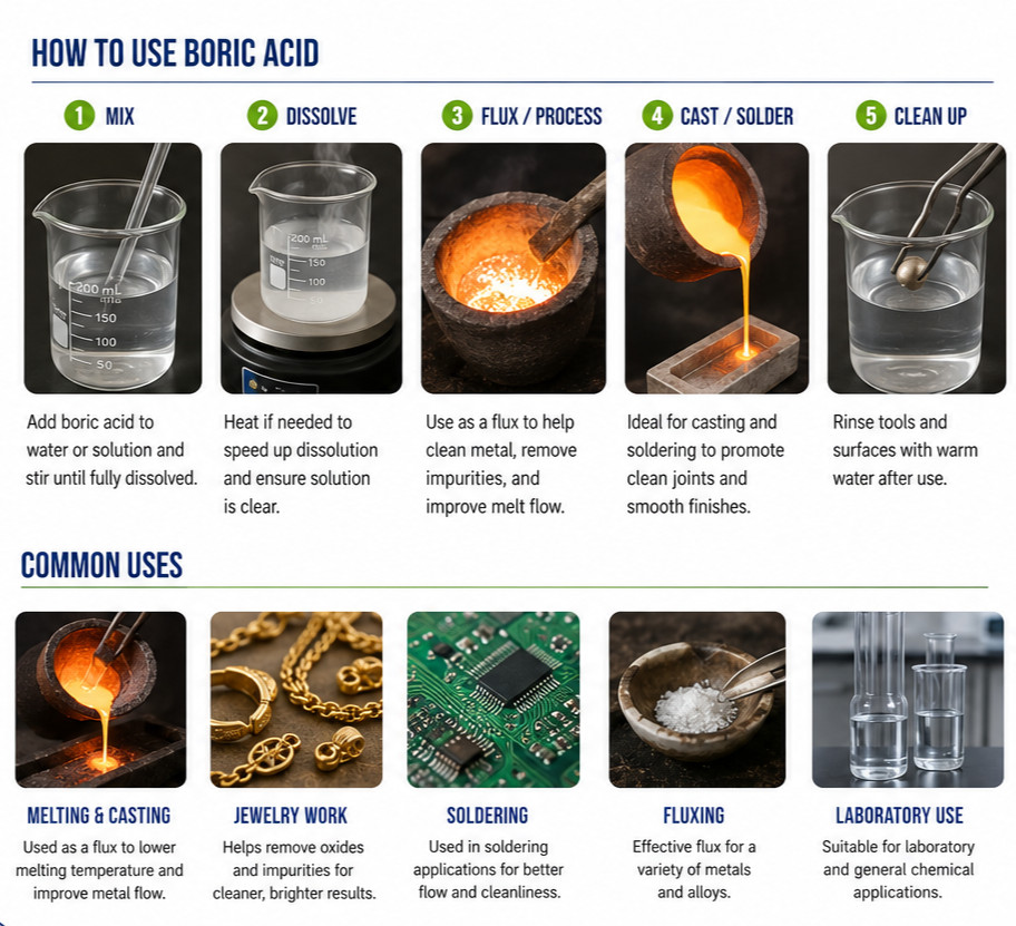 Boric Acid 5 lb 99% Pure Powder Flux Gold Silver E-Waste Metal Refining Melting