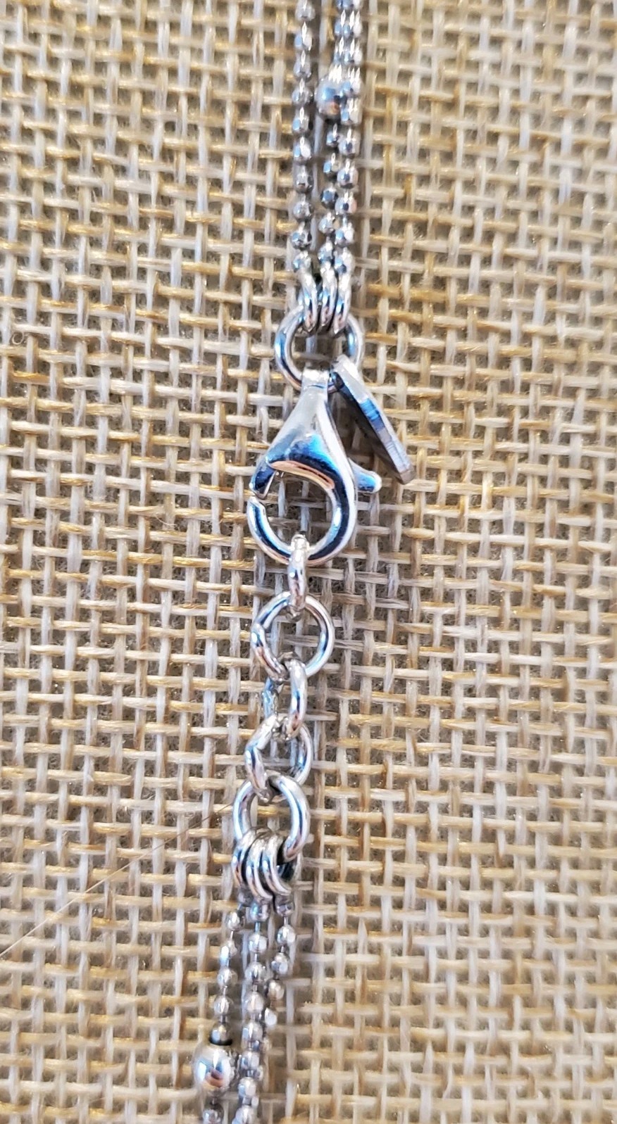 3 STRAND STATION BALL CHAIN 925 STERLING SILVER NECKLACE 9.1 GRAMS 17 1/2″ ITALY
