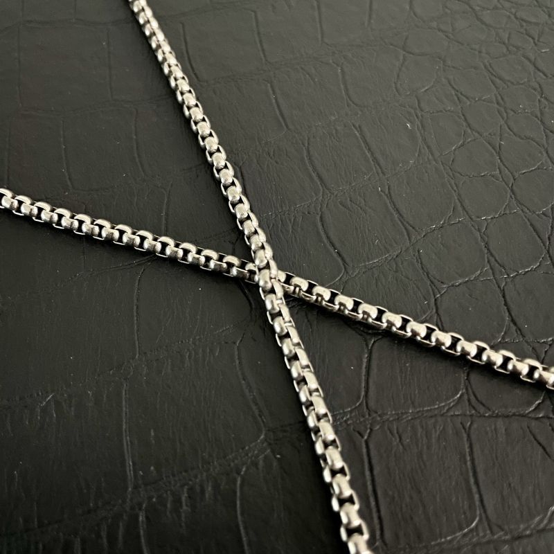 Pure Titanium Necklace Width 3mm Square Box Sub Chain Antiallergic Trend Chain