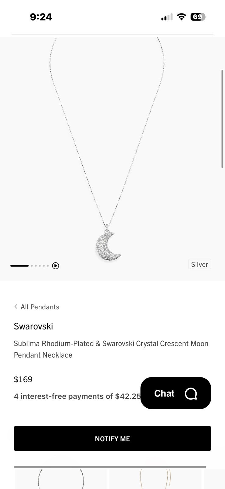 Sublima Rhodium-Plated & Swarovski Crystal Crescent Moon Pendant Necklace