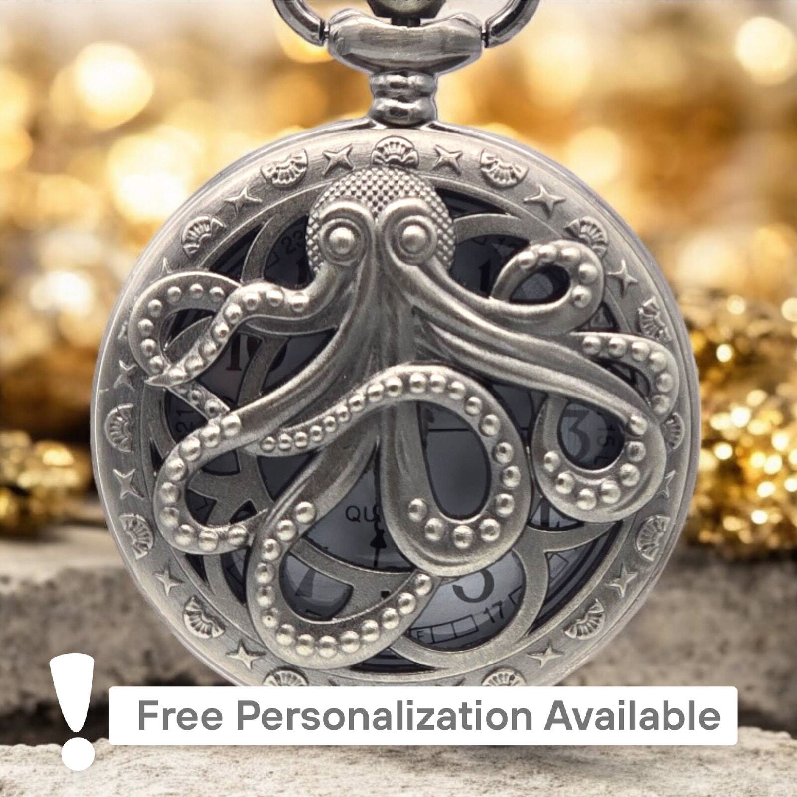 Octopus Pocket Watch – Nautical Charm, Sea Creature Kraken Gift Squid Sailor