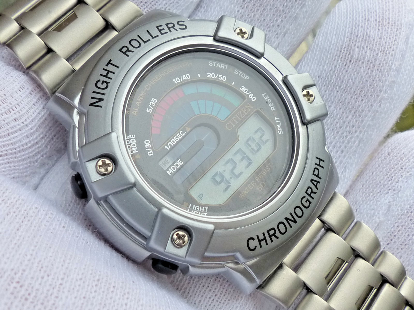 Citizen Night Rollers Magic Light Chronograph MC4000-51E NOS Watch w/ Cert