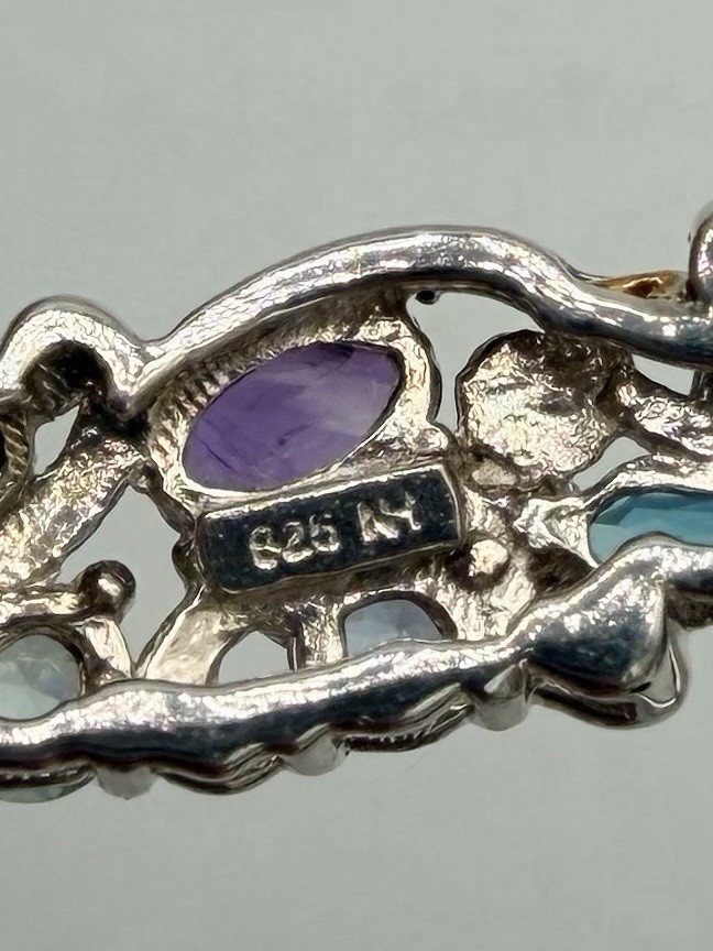 Carnival Multistone Gemstone 18k Gold Accented Sterling Silver Filigree Bracelet