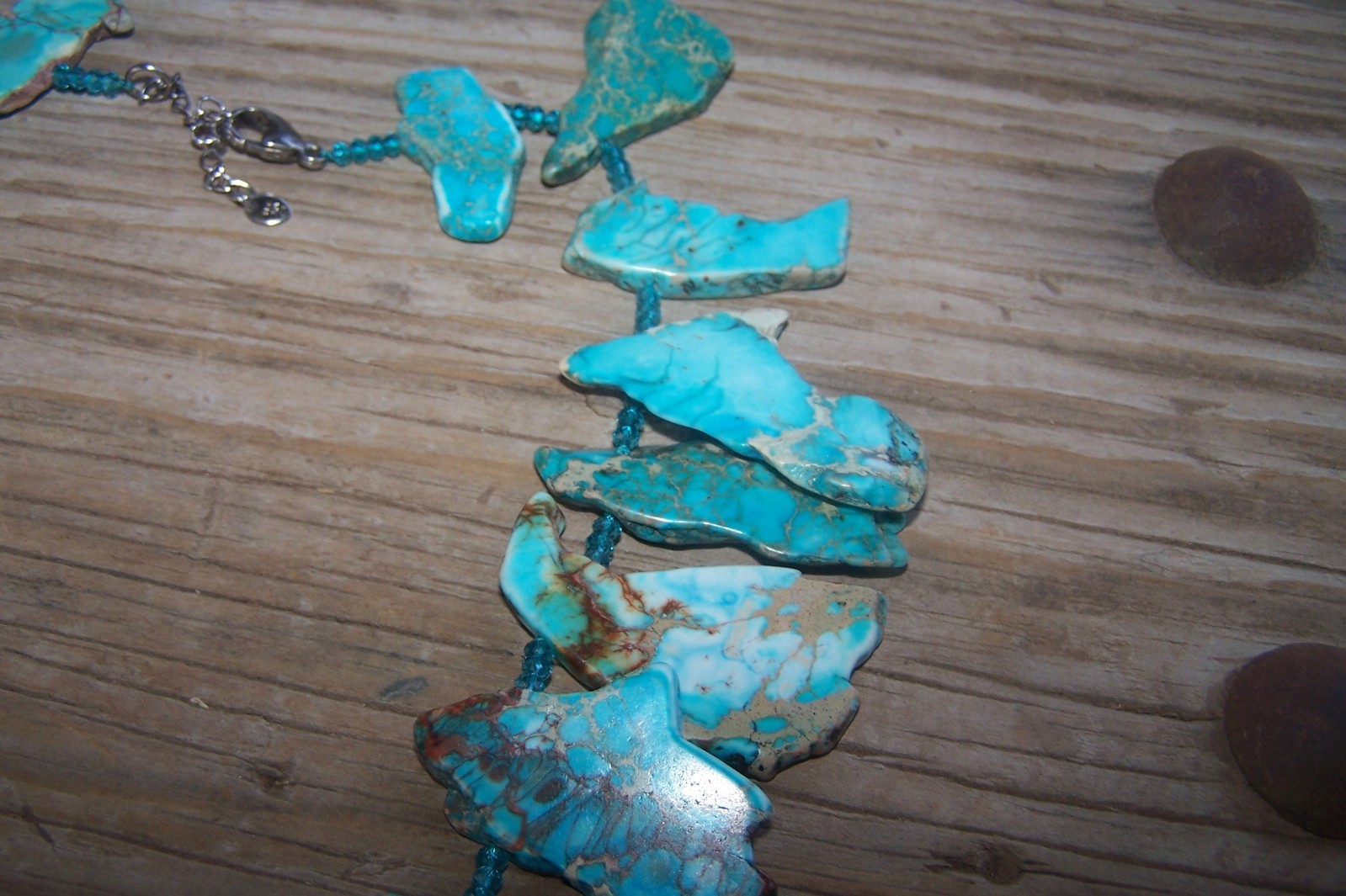 NWOT LUC Lucas Lameth Sterling Silver Turquoise Jasper Slab Statement Necklace