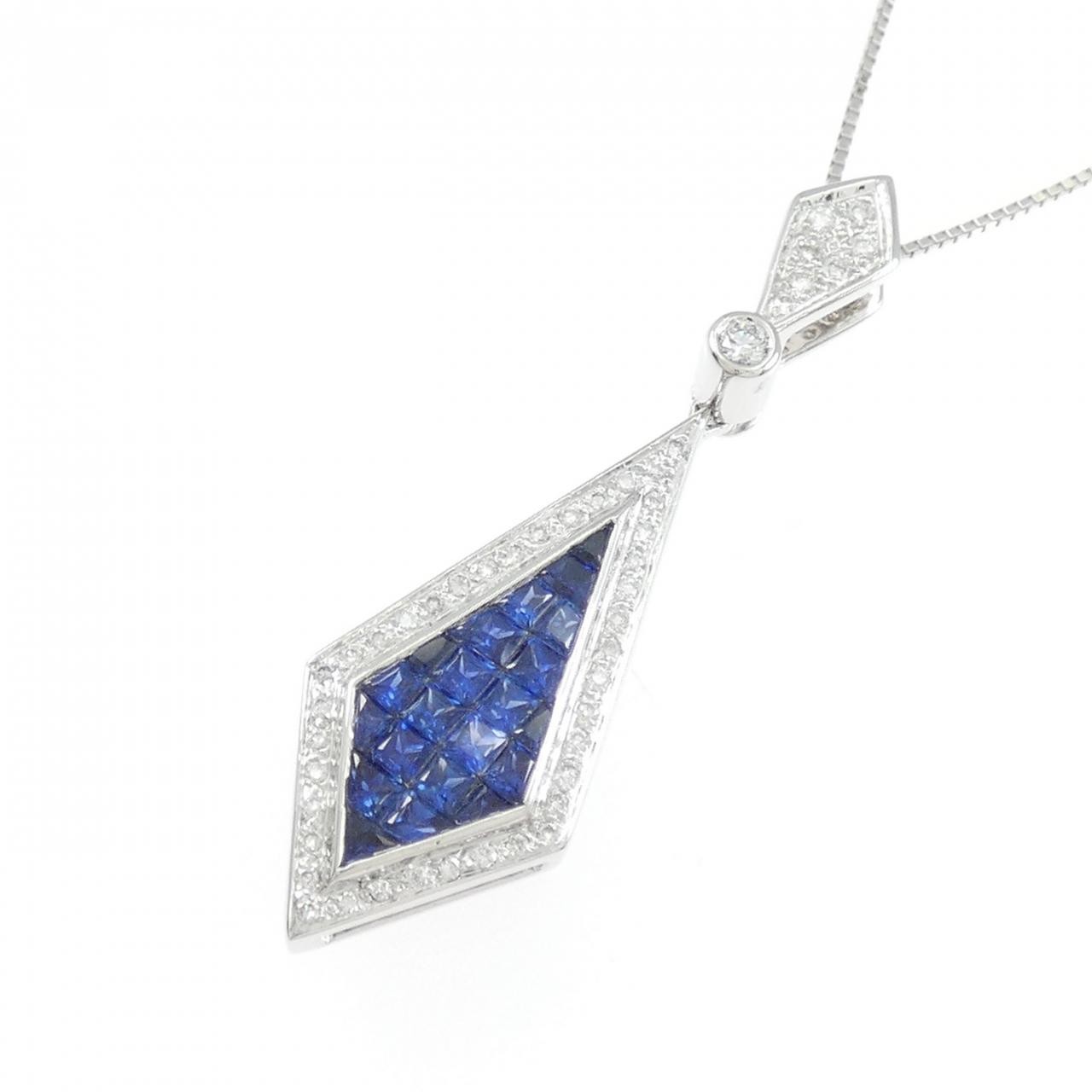 Authentic 750WG/K18WG Sapphire Necklace 1.97CT #270-004-157-7926