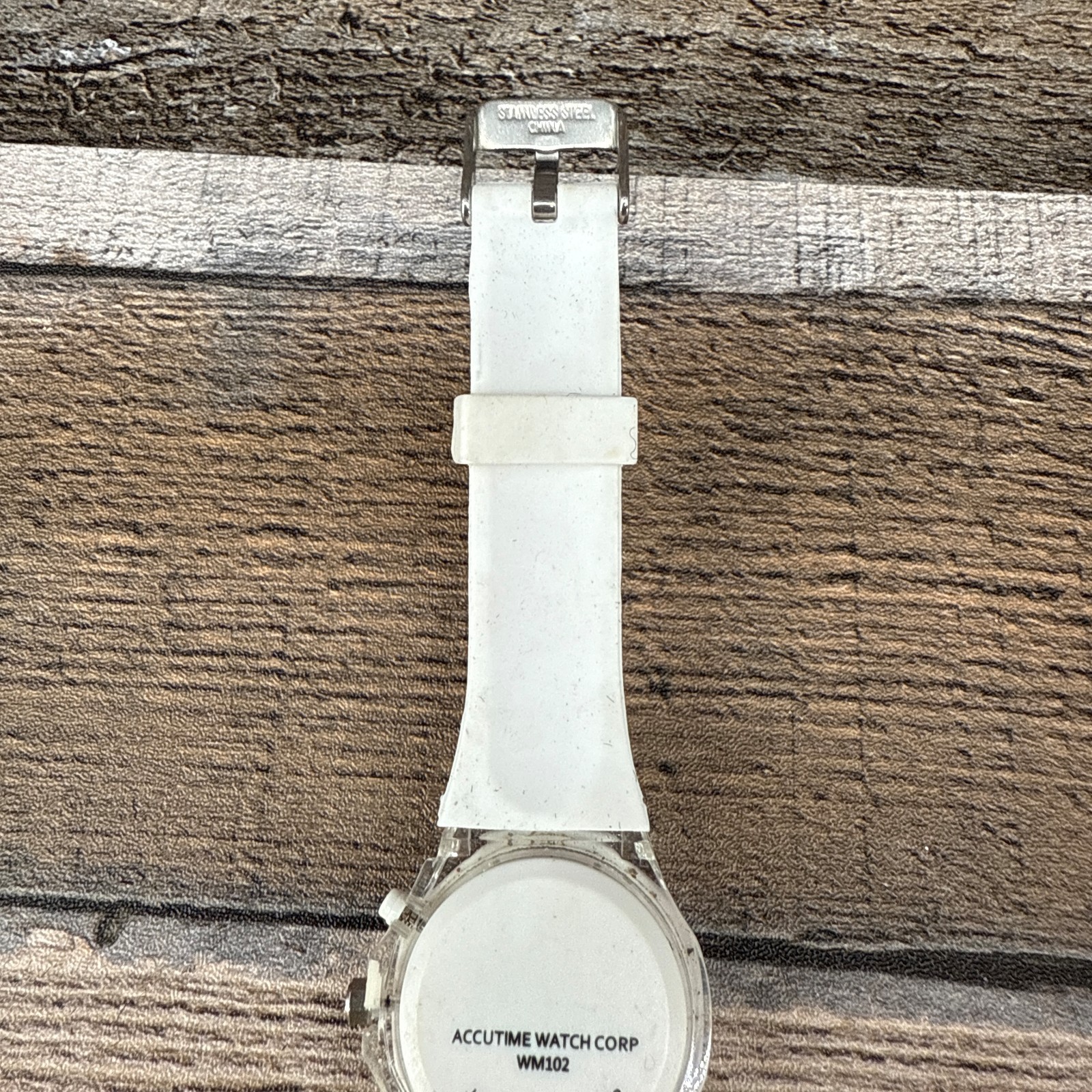 Accutime Watch Corp White Tone Fashion Wristwatch Needs Repair