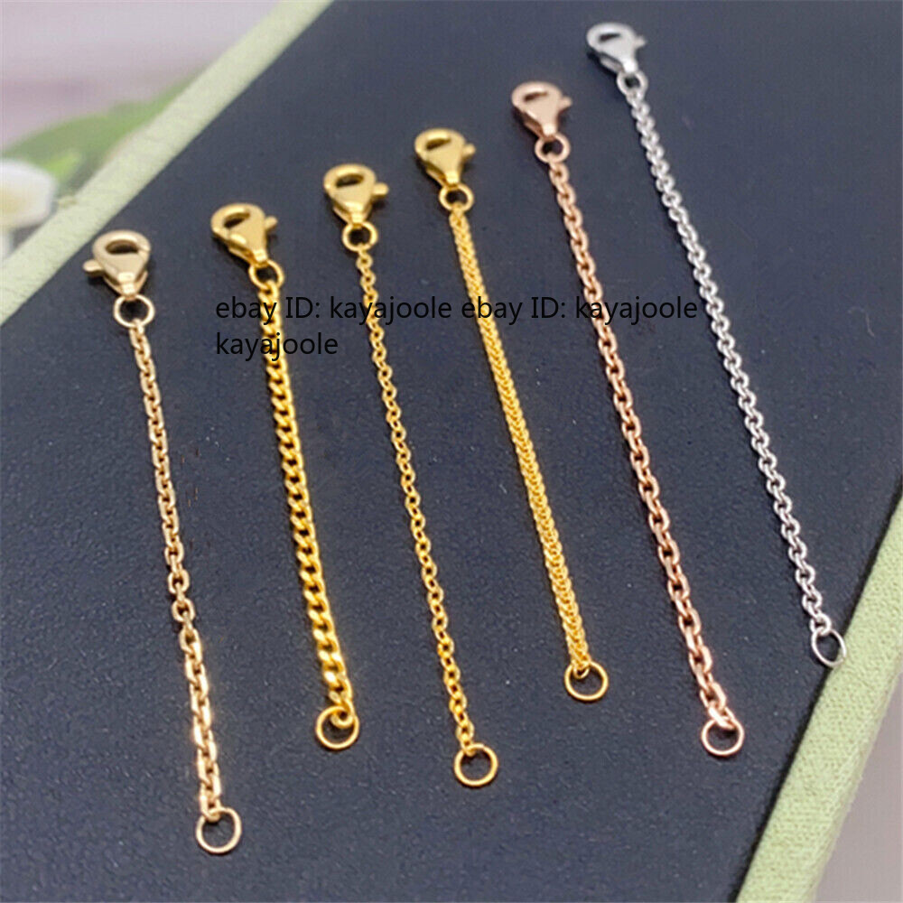 Pure Au750 18K Gold Extender Wheat Curb O Link Extend Chain Connector For Diy