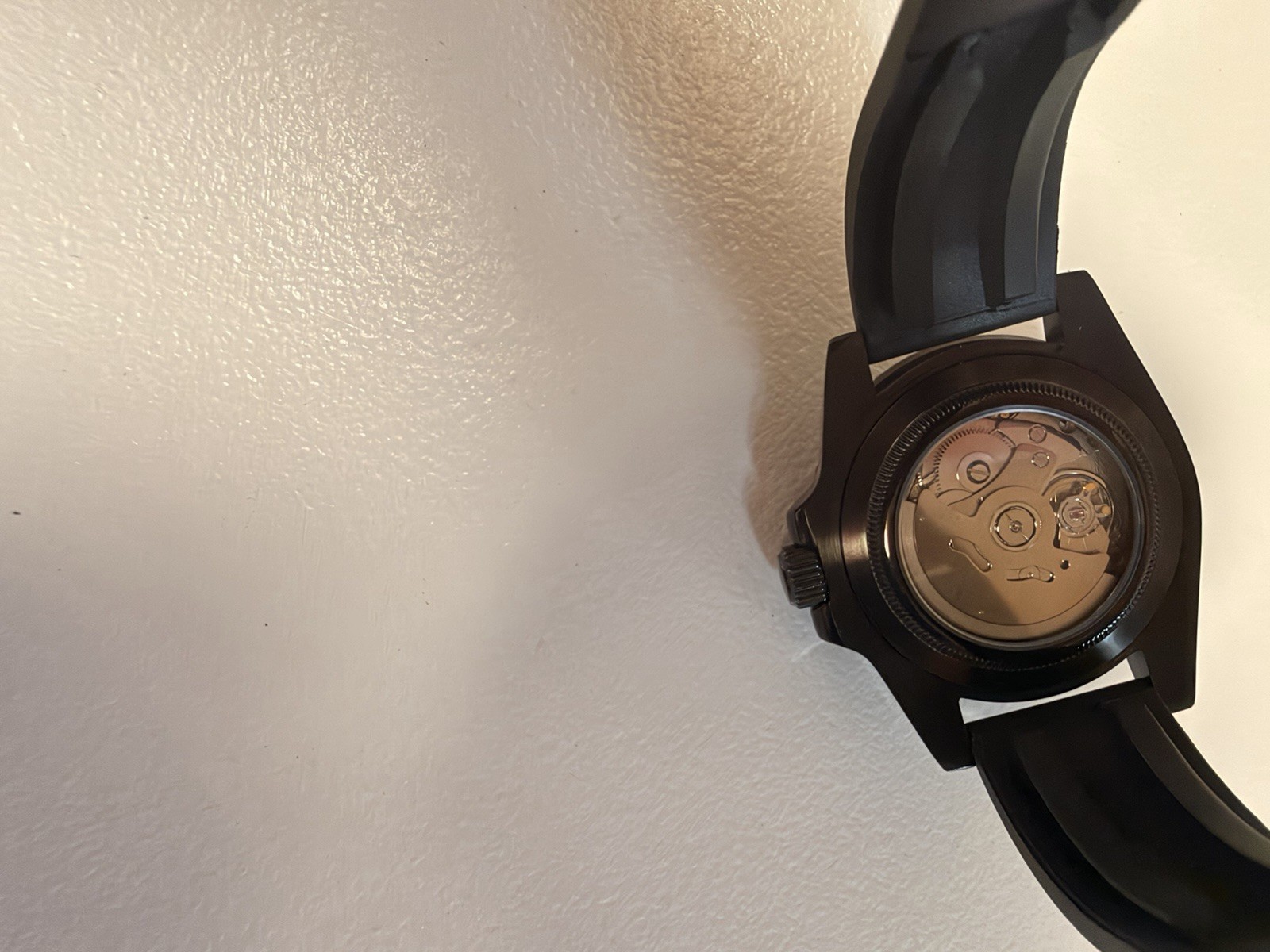 Custom Seiko Mod NH35 Automatic Blackout Diver Watch – Exhibition Caseback