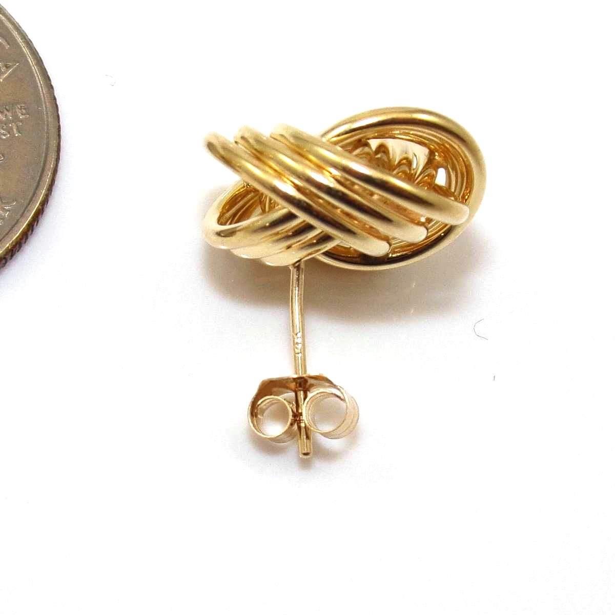 14K Yellow Gold Weave Woven Knot Stud Earrings