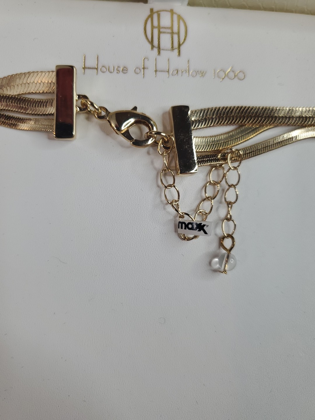 House Of Harlow 1960 – 14” + 3” Goldtone Layered Necklace In Box NEW Beautiful