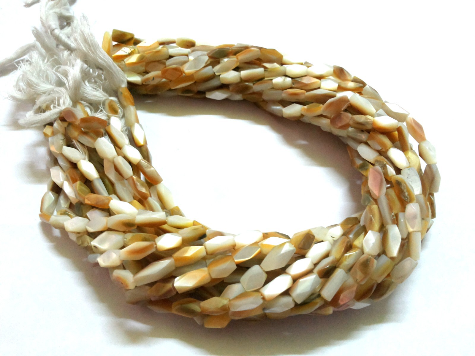 1 Strand Natural MOP Square Faceted 5×9-5x10mm MOP/Smoky Quartz Beads 12″inch