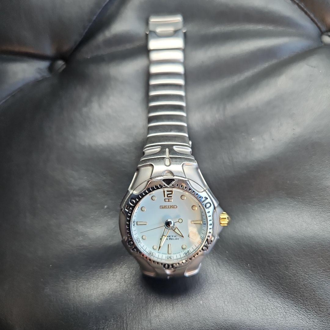 SEIKO Kinetic 5J22-0A50 Light Blue Dial Watch Used