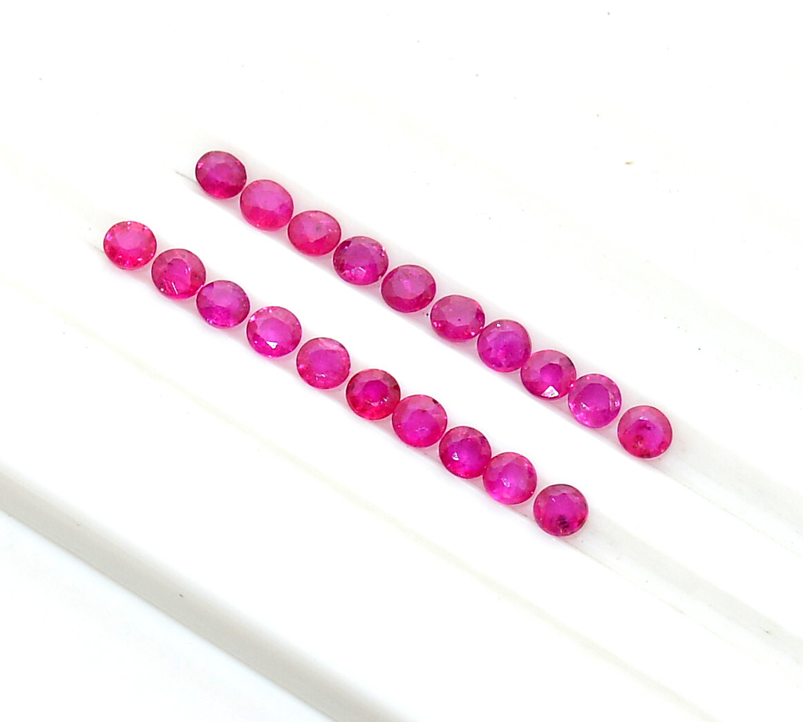 Natural Ruby Round Cut 2 mm Lot 20 Pieces 2.36 CTS Faceted Loose Gemstones