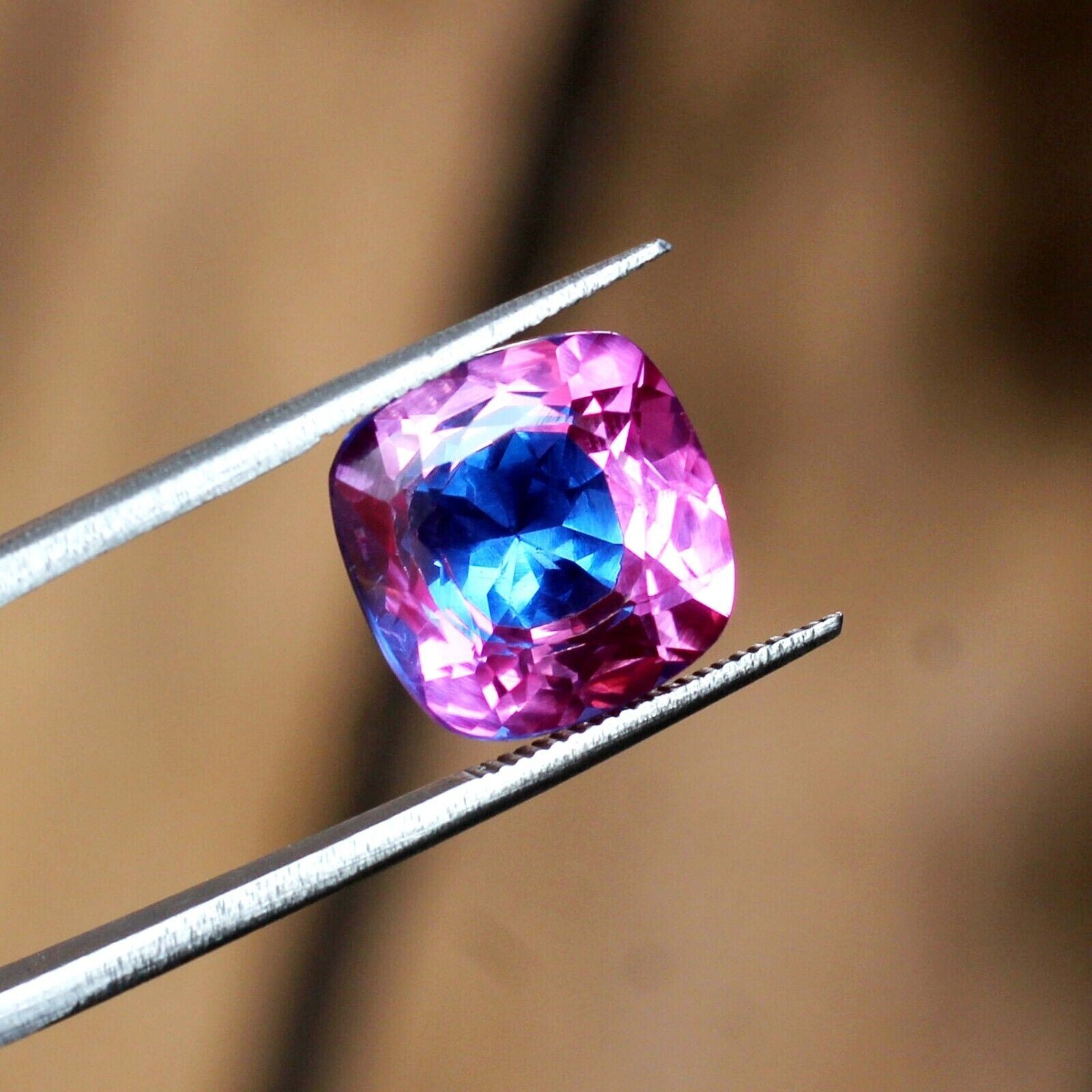 14.85CT NATURAL BI-COLOR PITAMBARI SAPPHIRE CUSHION CUT LOOSE GEMSTONE CERTIFIED
