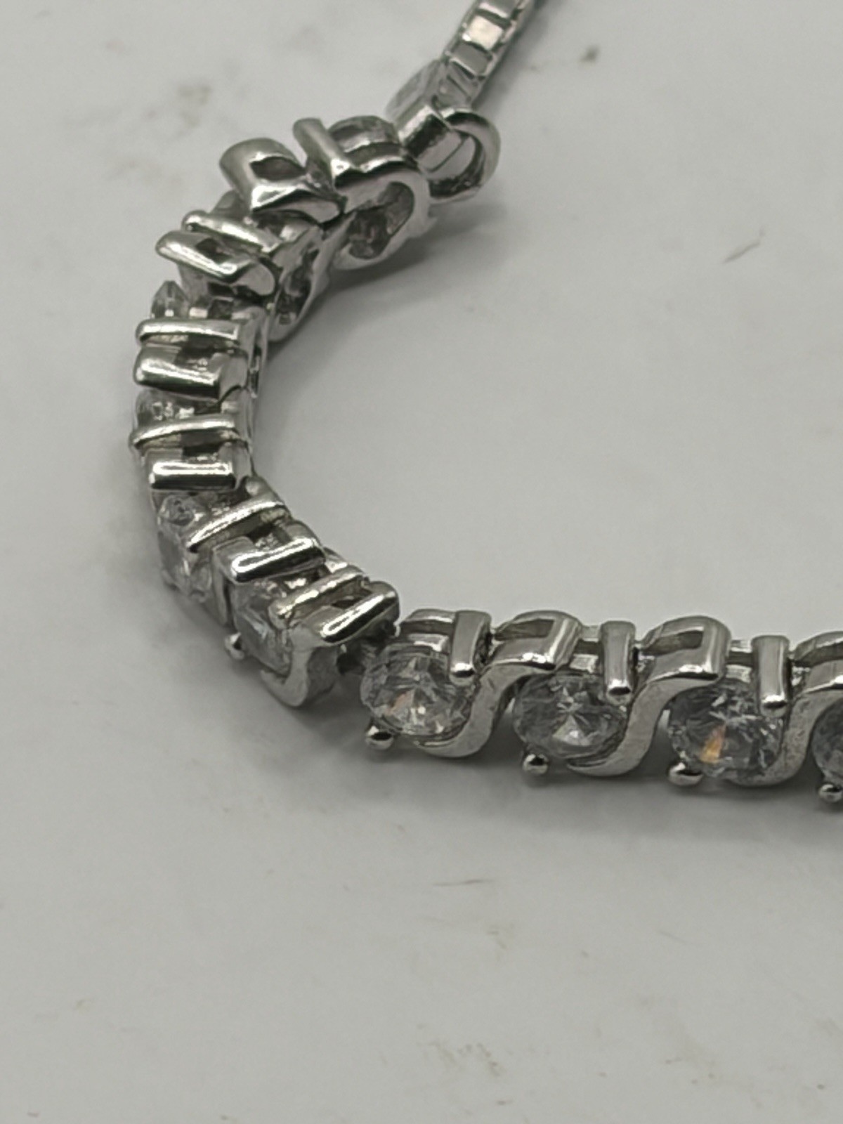 Sterling Silver Adjustable Slider Bracelet 925 Box Chain Minimalist CZ Style