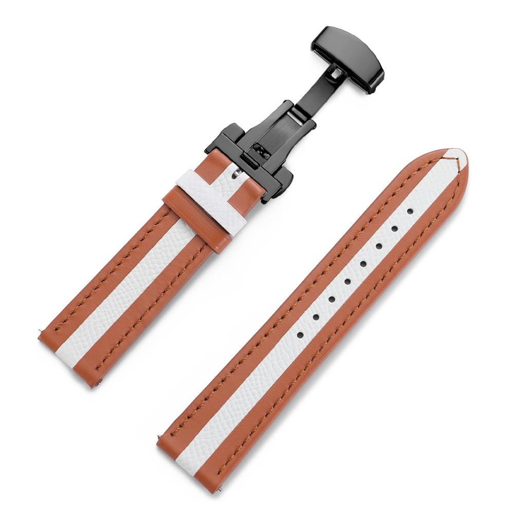 Genuine Calfskin Leather Watch Strap 20mm 22mm For Omega Seiko Butterfly Buckle