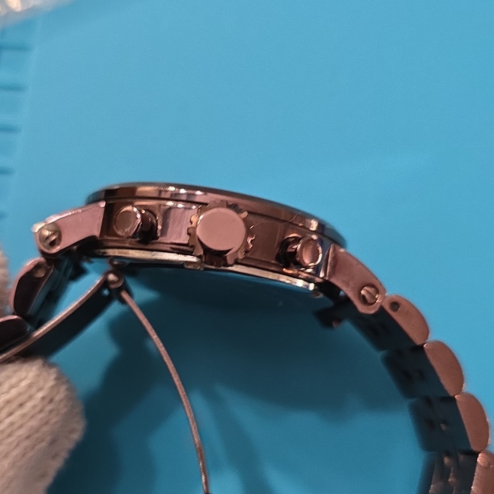 Fossil ES-1905 quartz chronograph black dial brown SS bracelet 50m 38mm case
