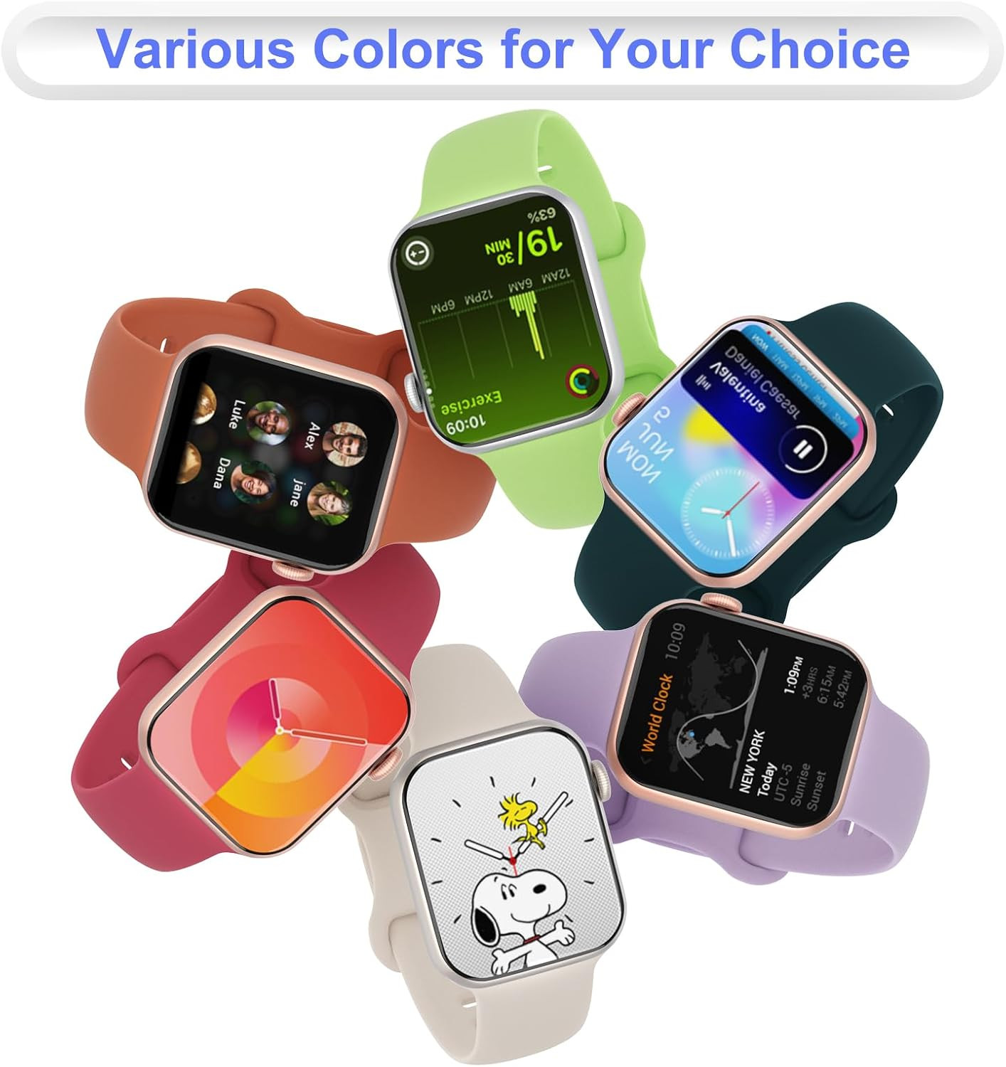 Sport Silicone Band Compatible with Apple Watch 38Mm 40Mm 41Mm 42Mm 44Mm 45Mm 46
