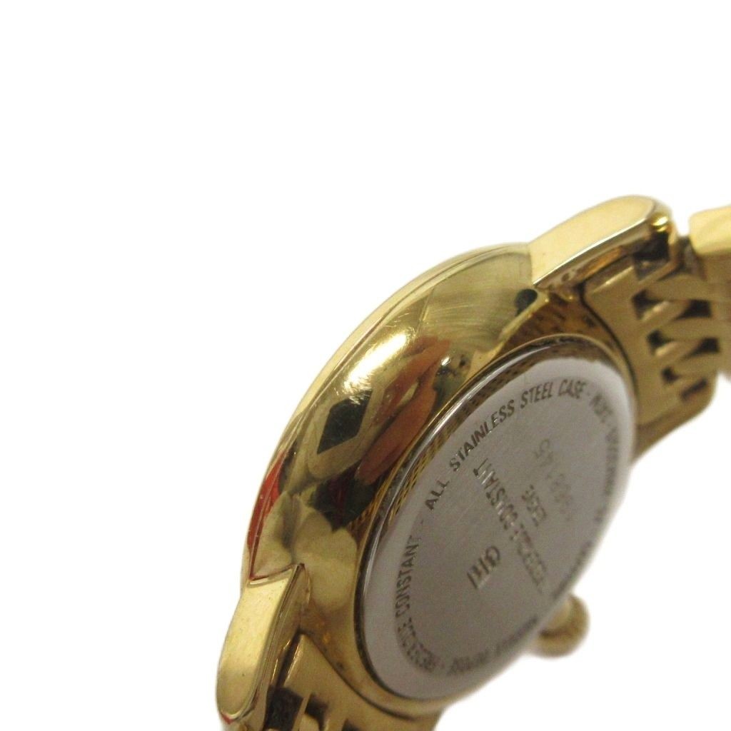 Frederique Constant slimline watch analog quartz 2 hands diamond bezel white dia