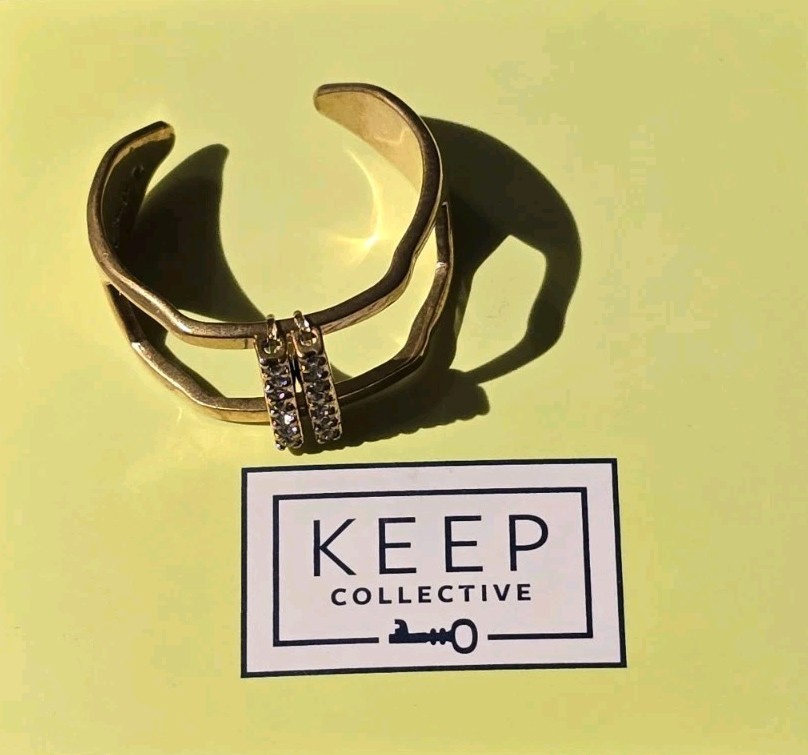 KEEP Collective GOLD RING Size M/L 7-9 Adjustable Charm Key Keeper NEW