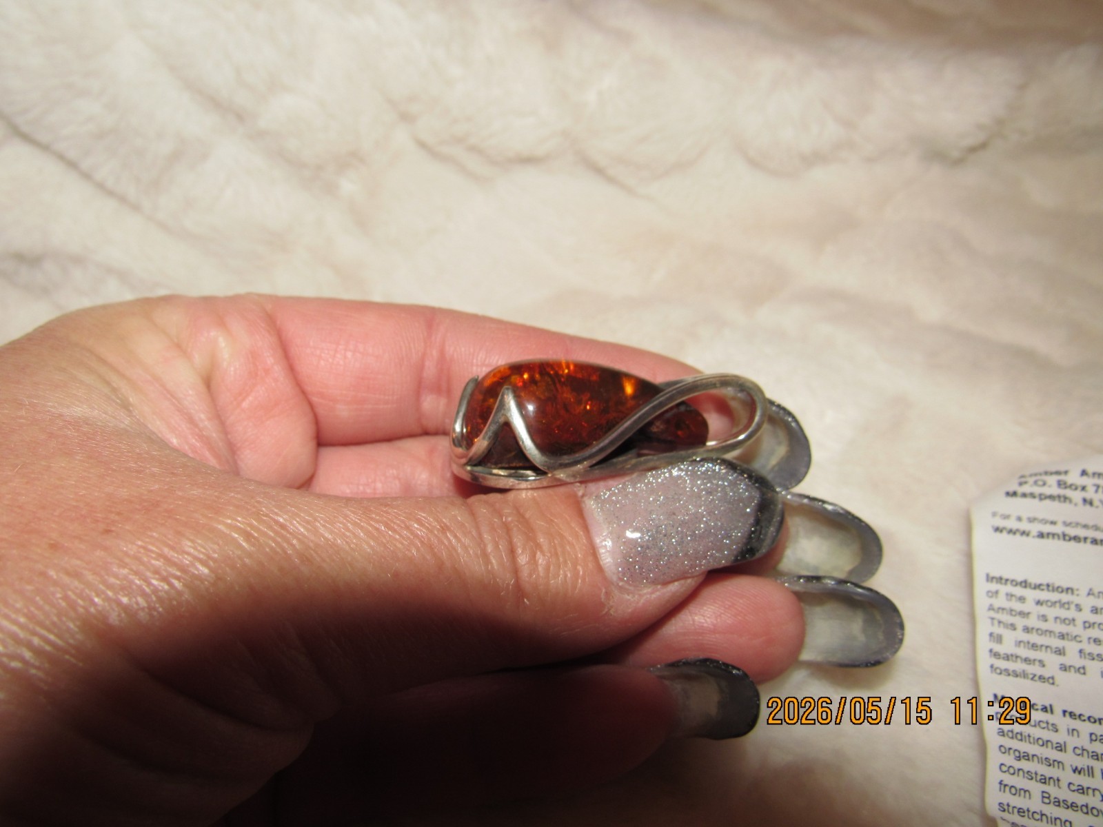 Sterling Silver Pendant Amber America
