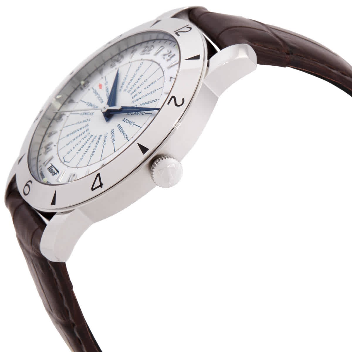 Tissot Heritage Navigator Silver Dial Brown Leather Men’s Watch T0786411603700