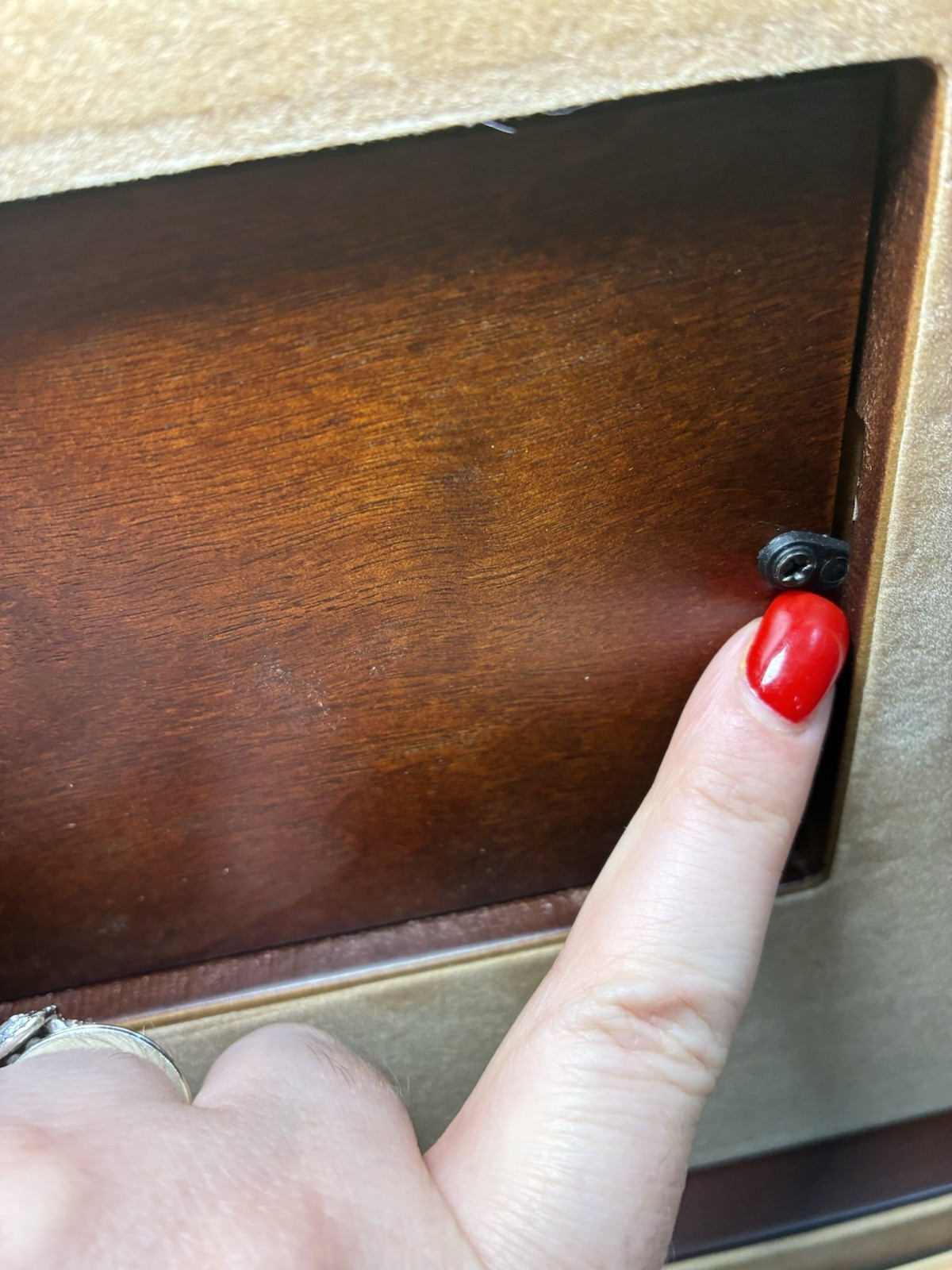 Vintage Bombay Co Large Mahogany Wooden Keepsake Jewelry Box Brass Picture Frame