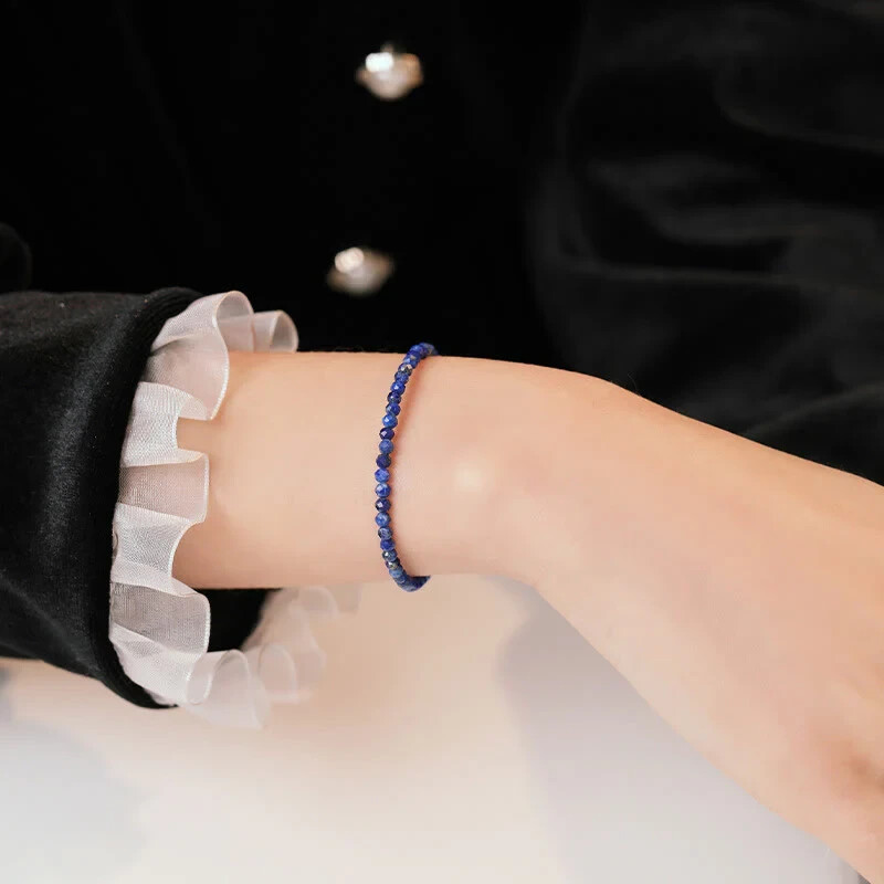 2025HOT 3mm Lapis Lazuli Bracelet Natural Blue Gemstone Healing Reiki Gift