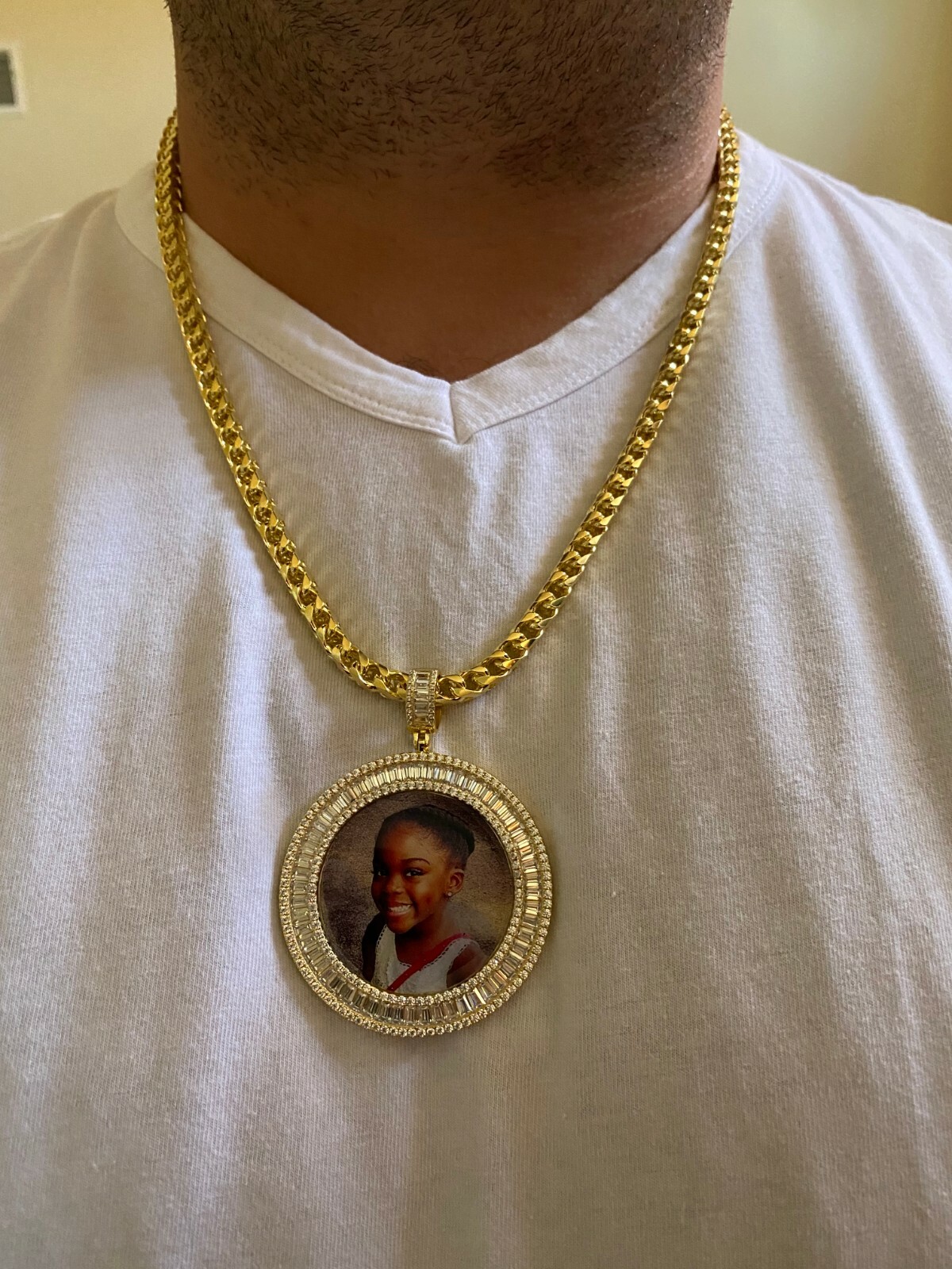 Solid 925 Silver Custom HipHop Photo Pendant Icy Memory Medallion Gold Plated CZ