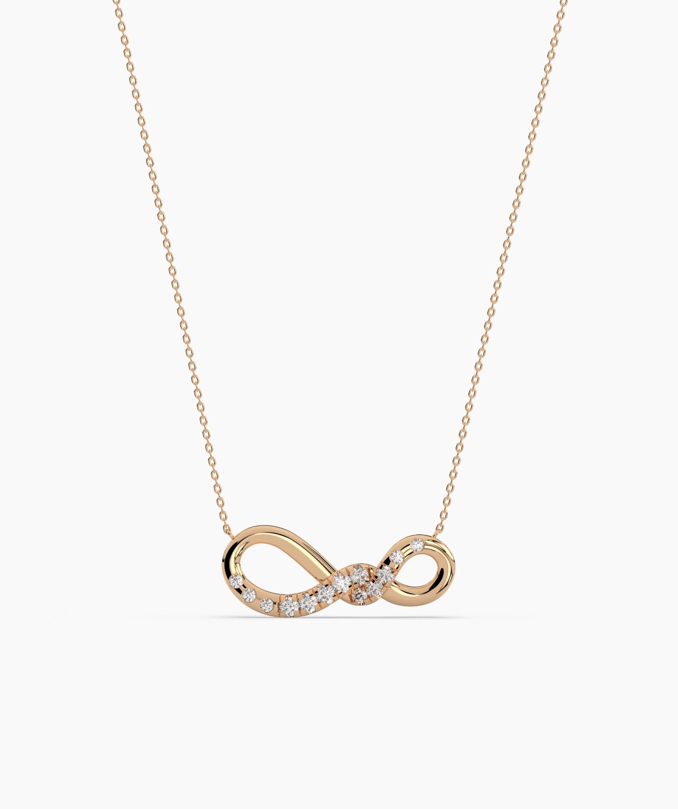 14K Gold Round E-F/VVS-VS Lab Grown Diamond Horizontal Infinity Pendant Necklace