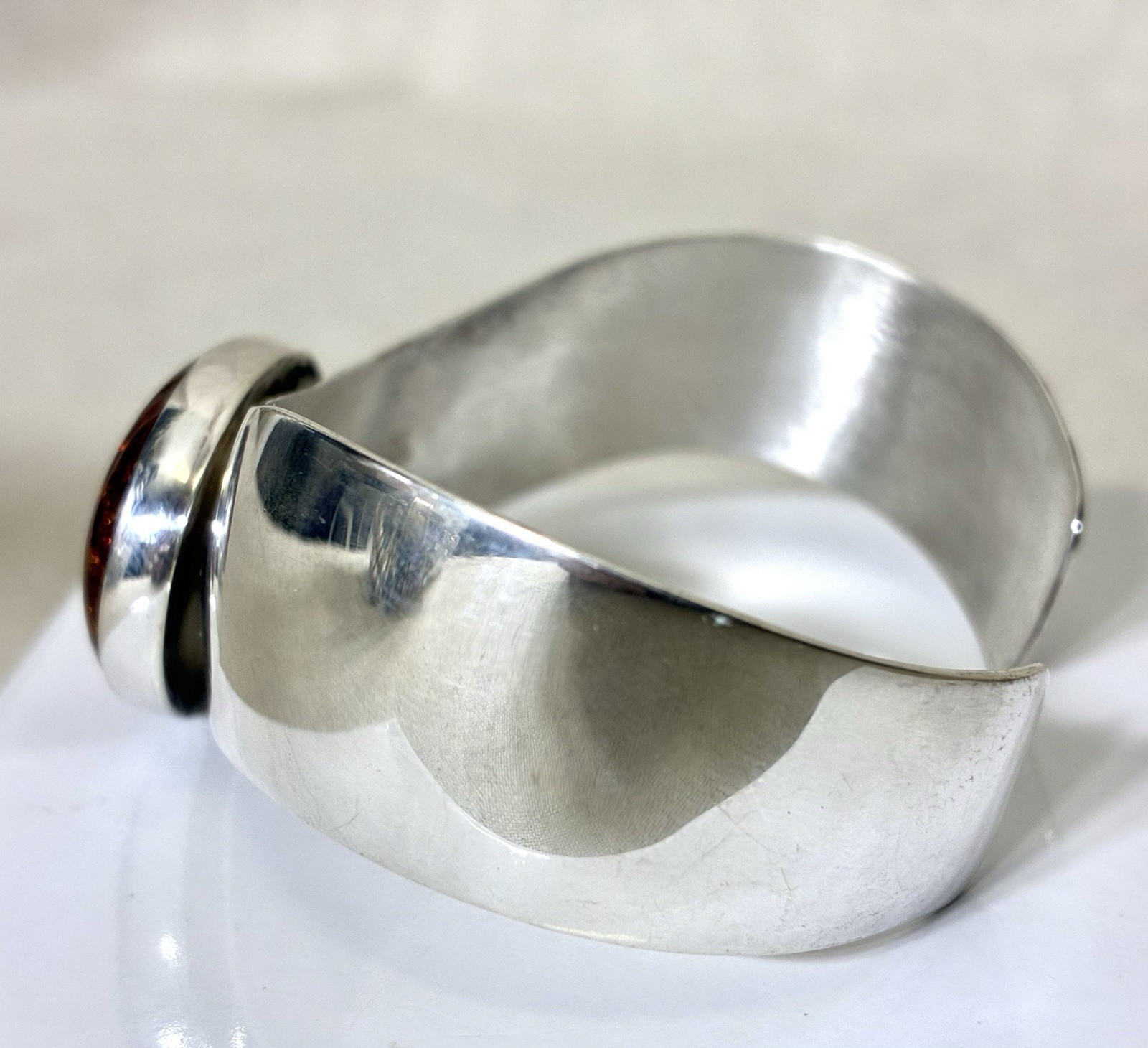 Jay King DTR Sterling Silver Baltic Amber Wide Cuff Bracelet Mine Finds 32g