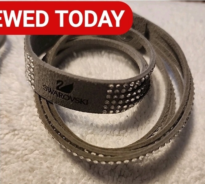 Swarovski Women’s Bracelet Slake Grey Suede With Clear Crystals Wrap