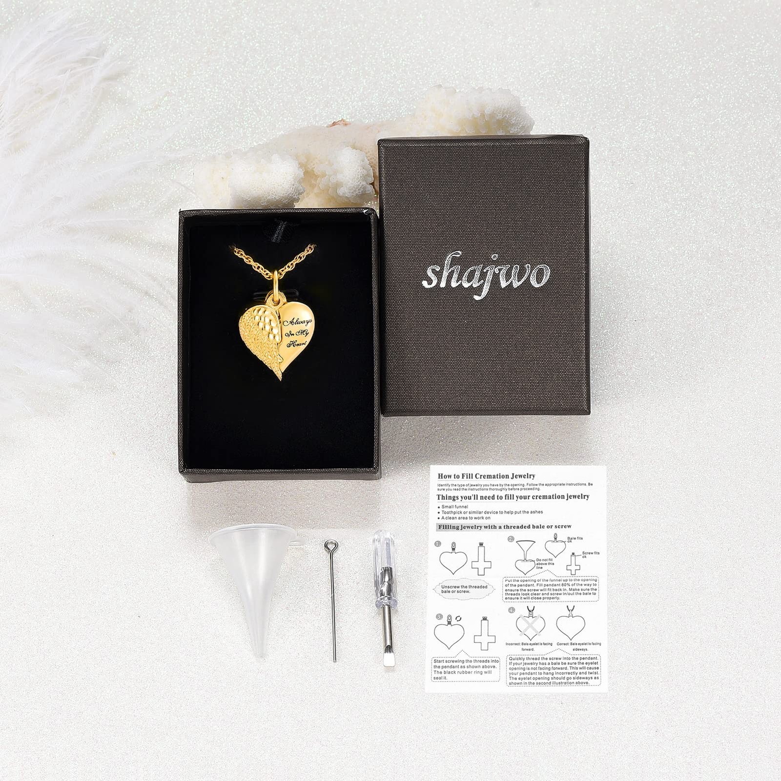 Cremation Jewelry Angel Wing Heart Urn Necklaces for Ashes Memorial Keepsake …