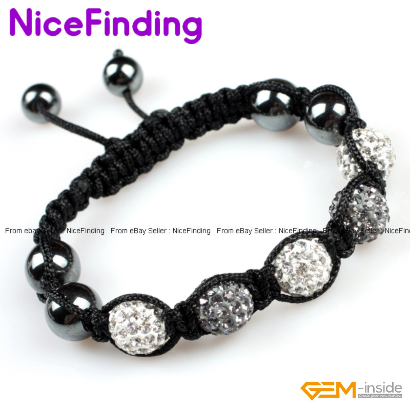 10mm Disco Ball Clay Rhinestone CZ Crystal Pave Bracelet Jewelry Women Men Gift