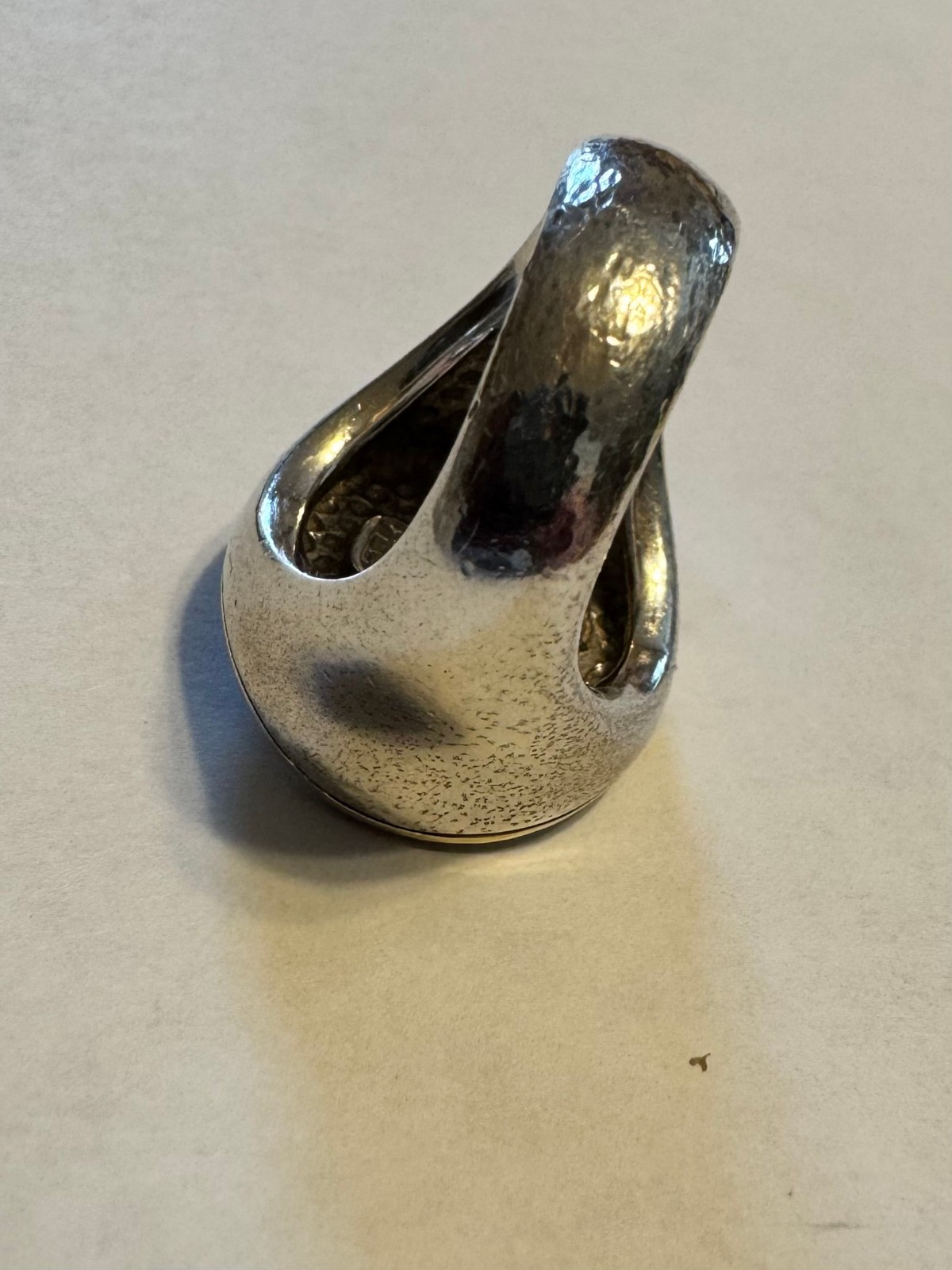 Eric Grossbardt Picasso Inspired MOP Face ring, Sterling & 18kt gold Sz 5 1/2
