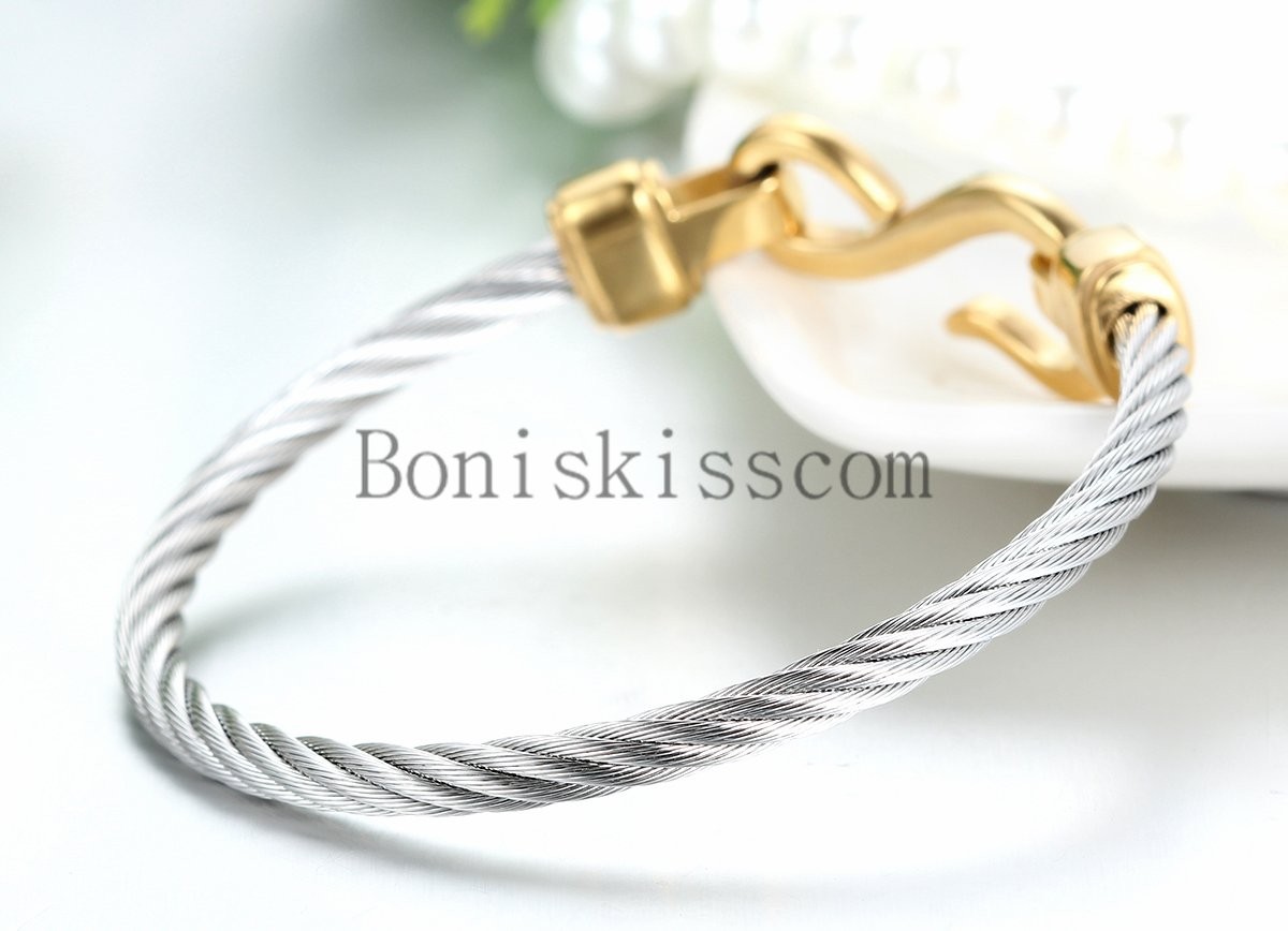 Love Infinity Symbol Charm Stainless Steel Cable Women’s Cuff Bangle Bracelet