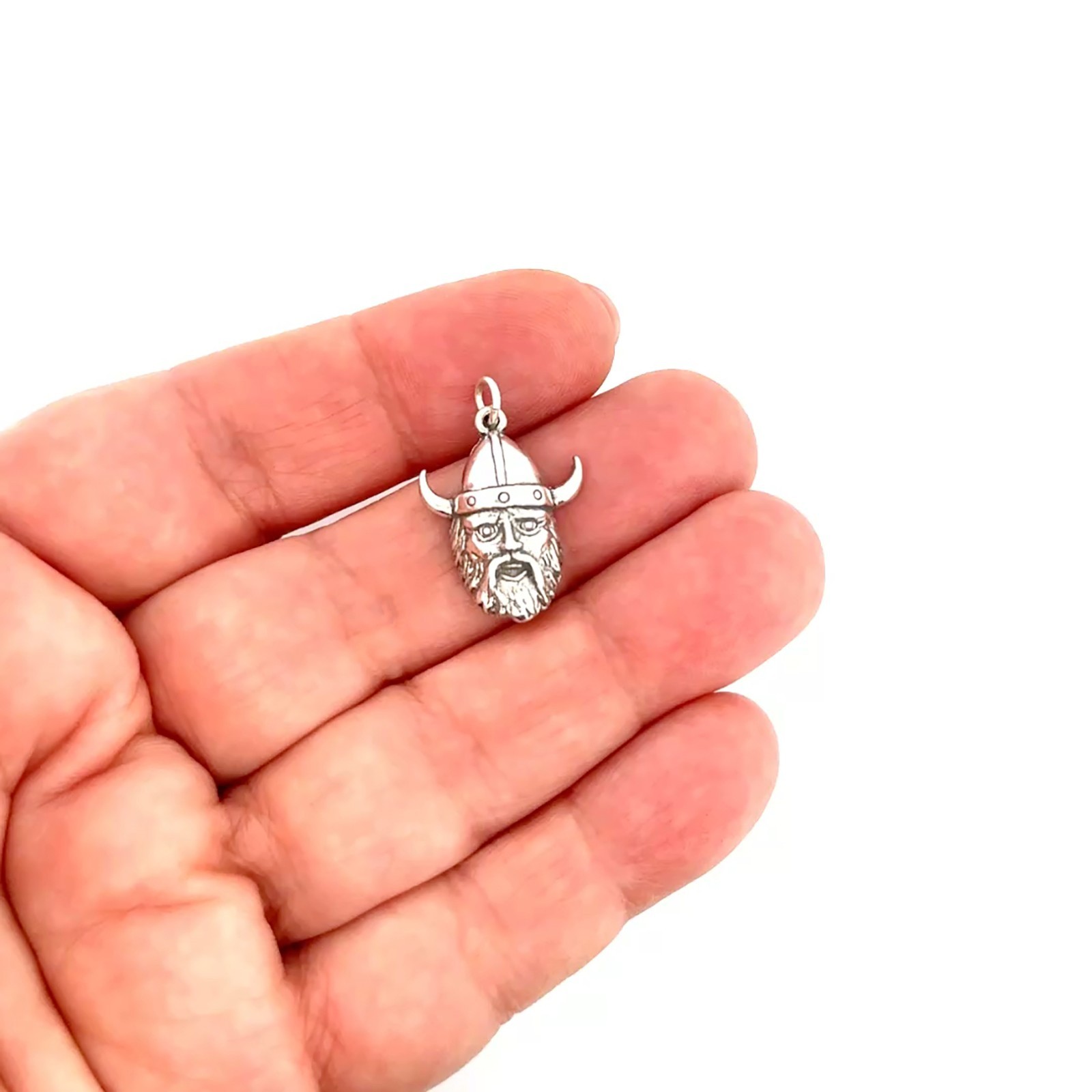 Viking Norseman Scandinavian Warrior Face 925 Sterling Silver Charm Pendant
