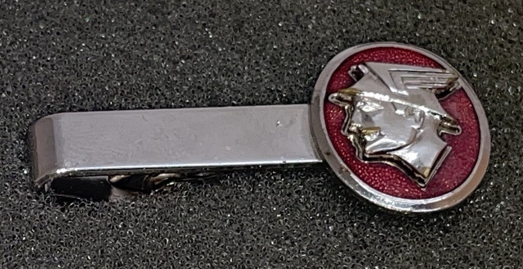 Vtg 50s KINNEY CO. Chrome & Enamel MERCURY Tie Clasp & Box 43mm