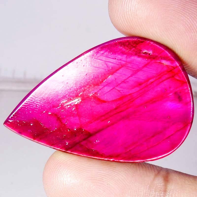 64.20 CTS 29X45X6 mm Beautiful Purple Labradorite Pear Cabochon Gemstone Treated