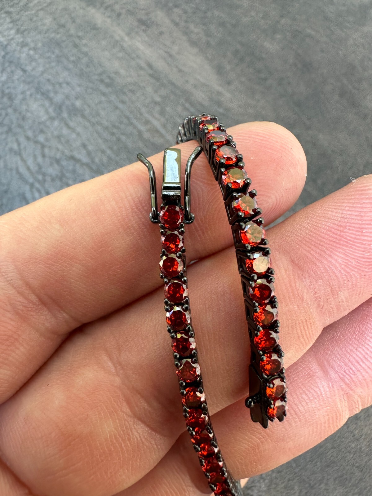 3mm Deep Red CZ Tennis Bracelet Real Iced 925 Sterling Silver Mens Ladies 6-8.5″