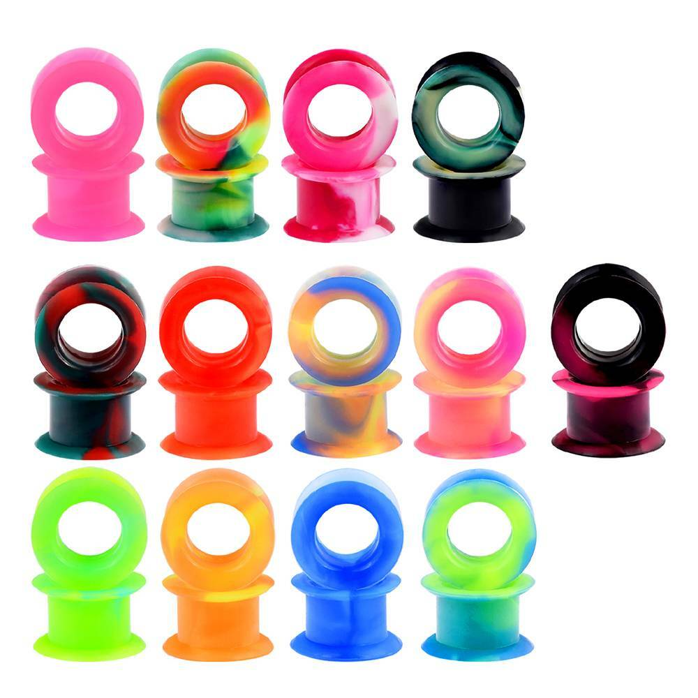 2PCS Thick Silicone Ear Gauges Tunnel Plug Earskin Expander Body Piercing 2g-1″