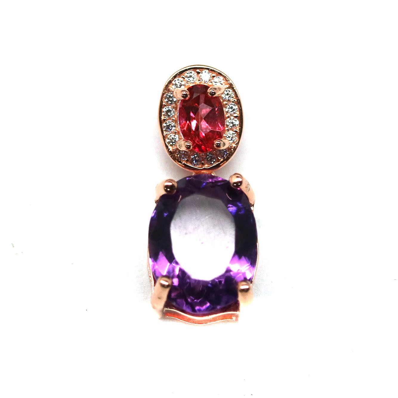 Purple Amethyst Topaz Zircon Pendant 925 Sterling Silver