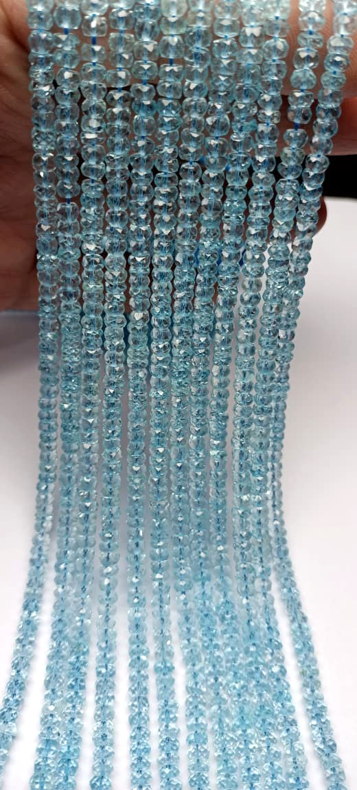 Natural Sky Blue Topaz Faceted Rondelles Bead 5mm AAA Quality For Making Jewelry