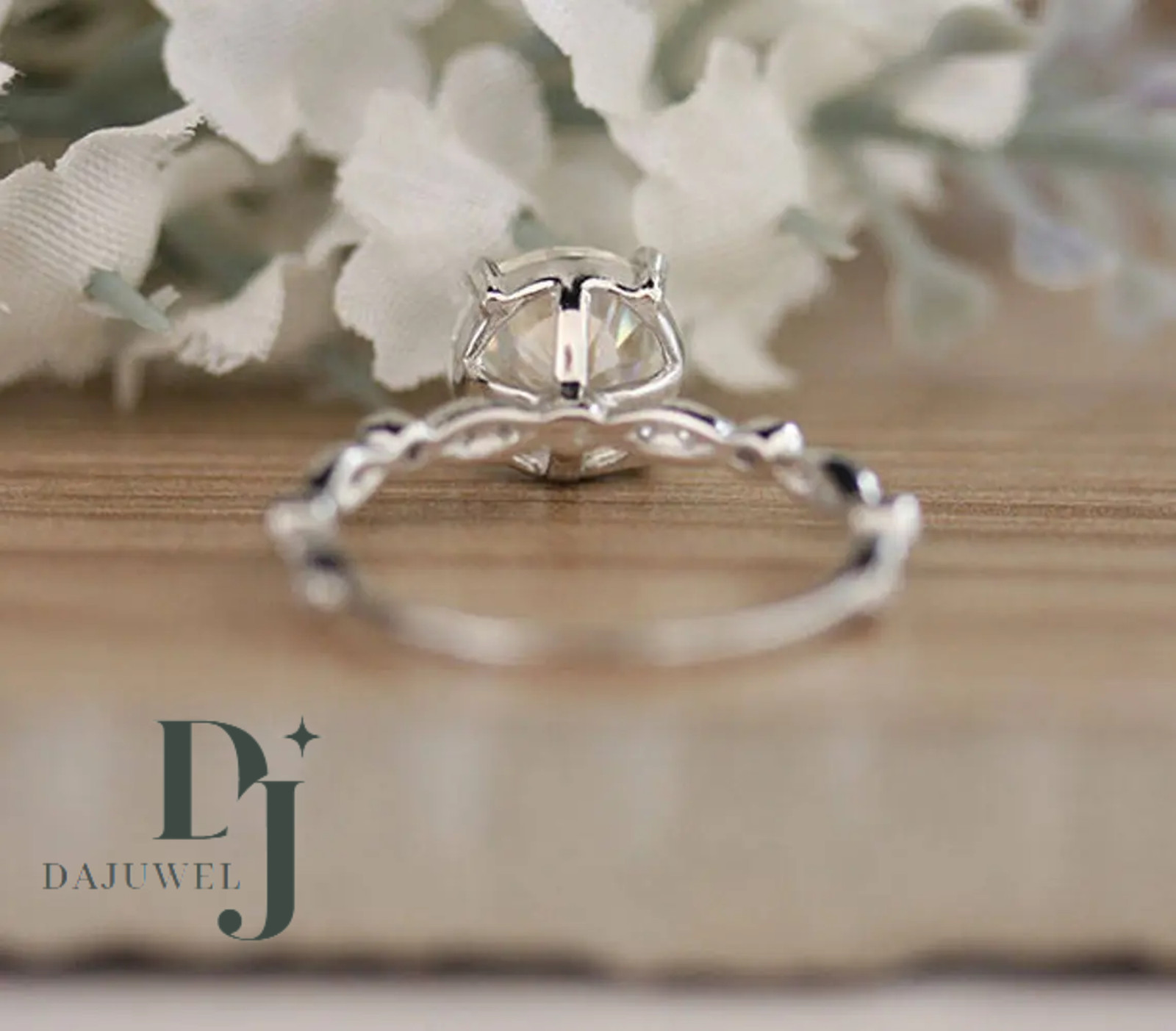 2 Ct Round Cut Bridal Set White Moissanite Engagement Ring Solid 14k White Gold