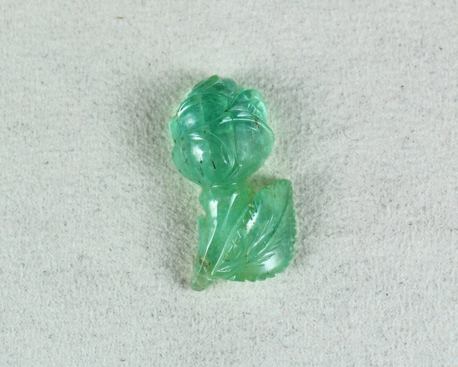 Certified Gtl Natural Colombian Emerald 49 Ct Carved Rose Loose Gemstone