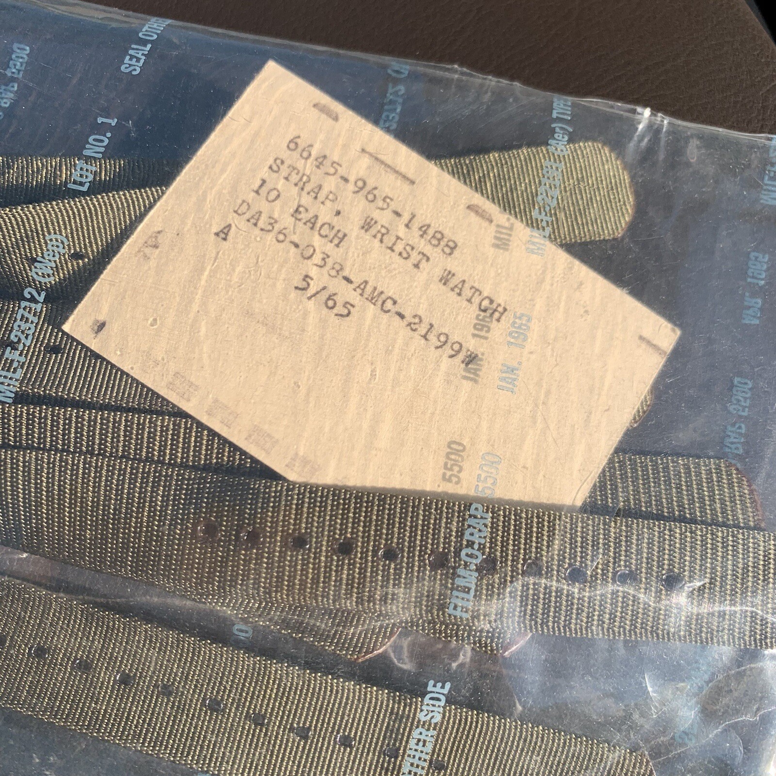 1965 NOS 16mm Military Issue Green Nylon One Piece Strap Fits GG-W-113 DTU 2A/P