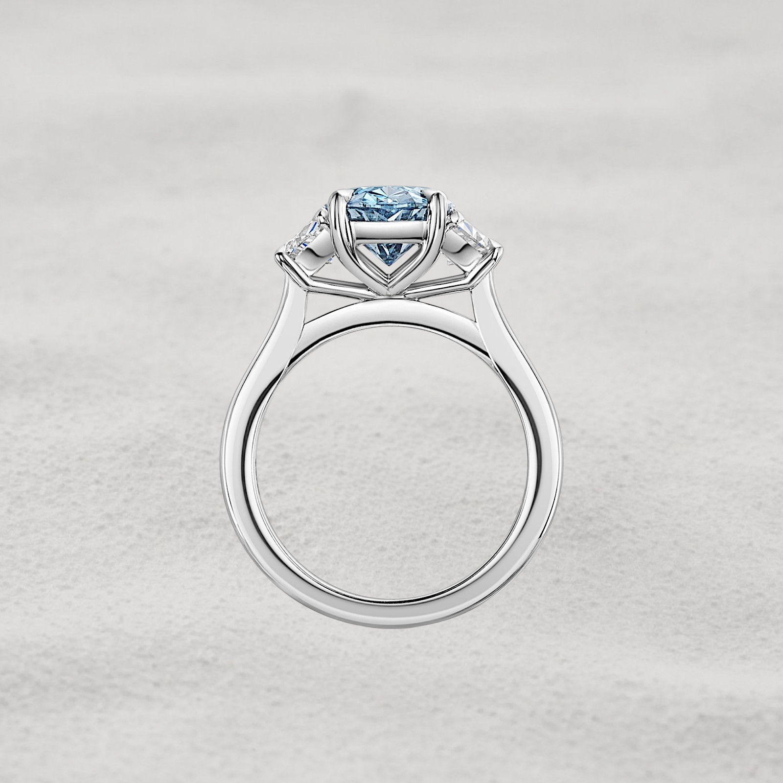 Oval Cut 4.50 CT Fancy Intense Blue Lab Grown Diamond Women Ring 14K White Gold