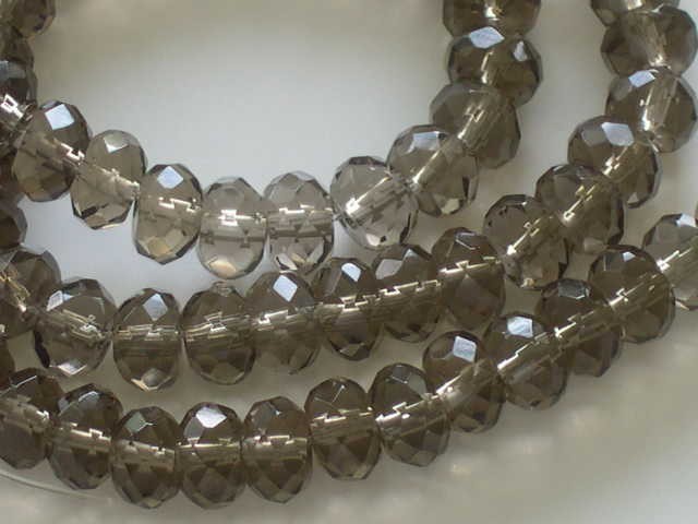 Smoky quartz faceted roundelle beads 5x8mm
