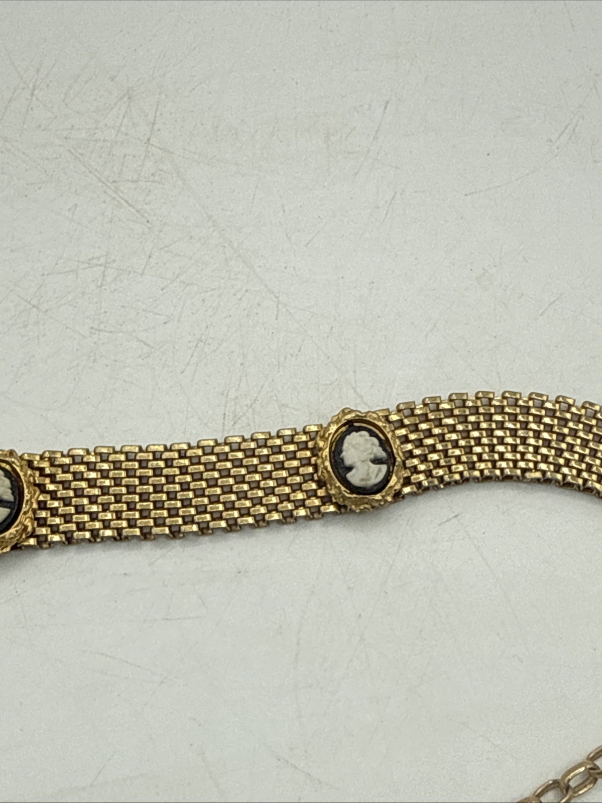 Vintage Victorian Mesh Charm Choker Necklace 16”