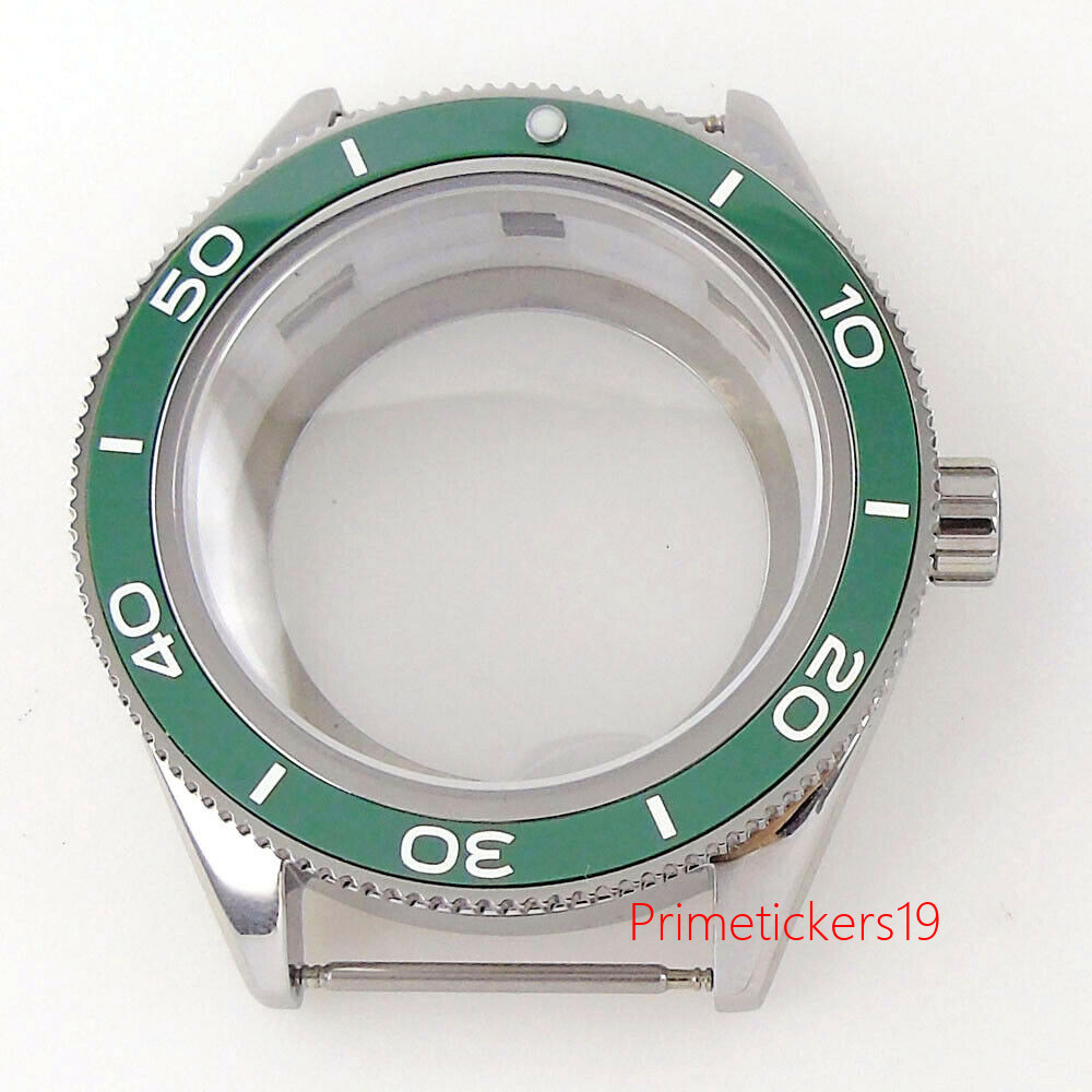 42mm Watch Case Sapphire Glass Fit NH35 ETA2824 PT5000 Glass Back Ceramic Bezel